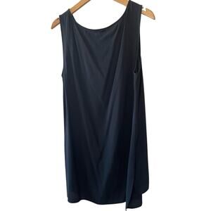 Eileen Fisher Black Sleeveless Silk Mini Shirt Dress Medium Classic Minimalist